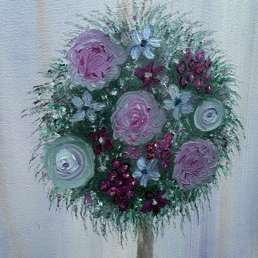 Floral Topiary Canvas Art in Blue and Purple